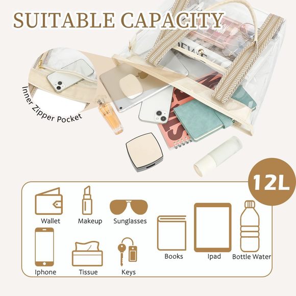 Clear Beach Bag, Large Clear Tote Bag Stadium Events - Zier ;) - Picture 5 of 8